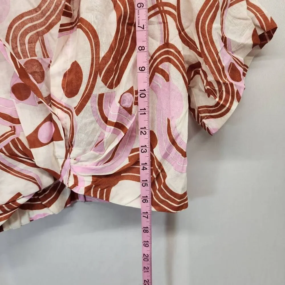 ASTR the Label Women's Small Tamela Top in Pink Geo Cropped - Picture 4 of 8